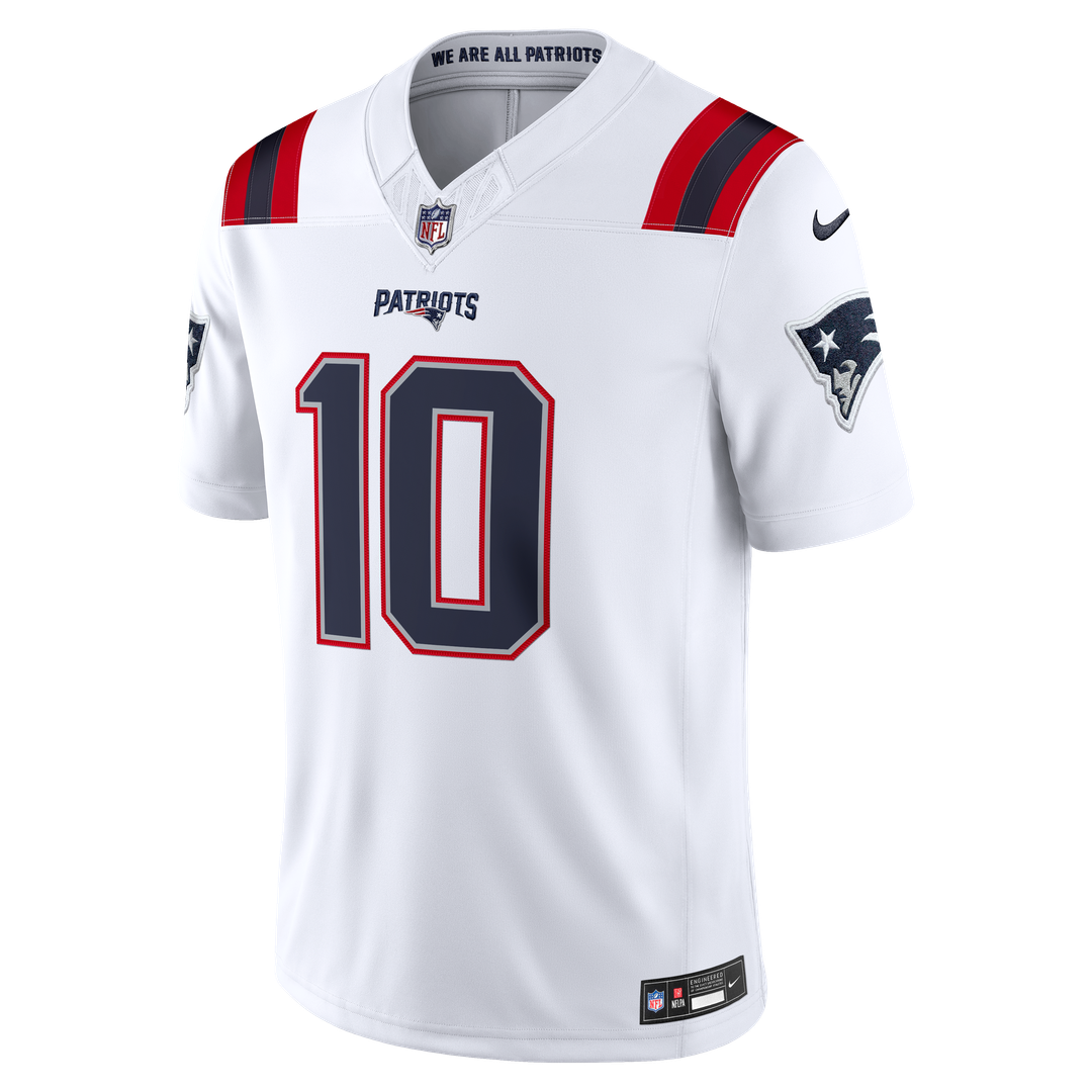 New England Patriots Drake Maye Nike White Vapor F.U.S.E. Stitched Limited Jersey product image 2, provided for visual