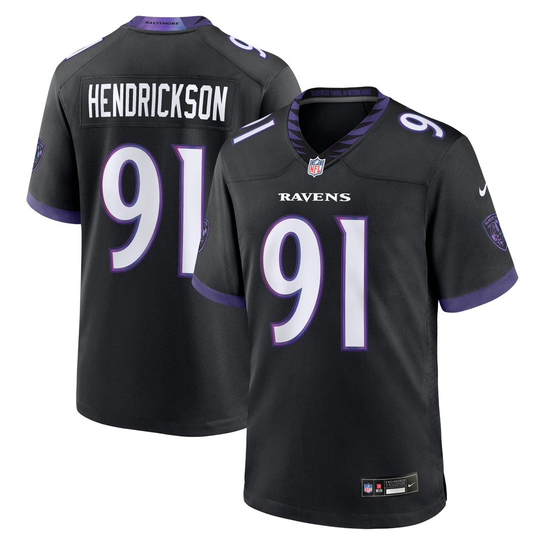 Baltimore Ravens Trey Hendrickson Nike Black Alternate Game Jersey product image 1, provided for visual reference and