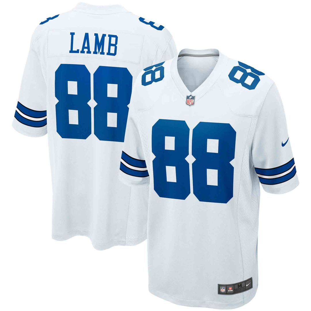 Dallas Cowboys CeeDee Lamb Nike White Game Team Jersey product image 1, provided for visual reference and product detail