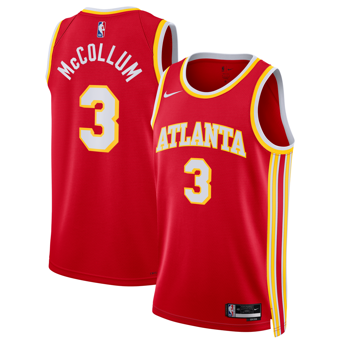 Atlanta Hawks Nike Icon Edition Swingman Jersey - Red - CJ McCollum - Unisex product image 2, provided for visual reference
