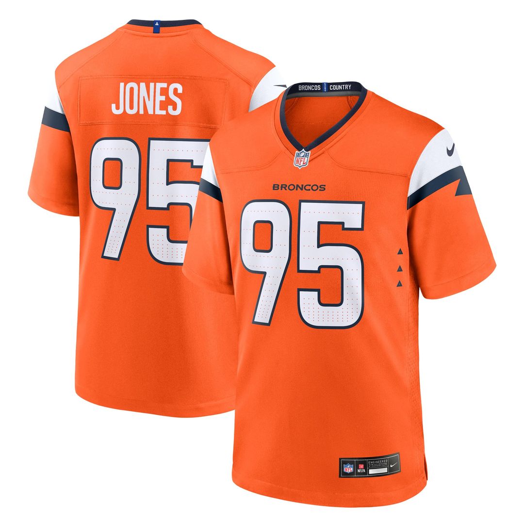 Denver Broncos Sai'vion Jones Nike Orange Team Game Jersey product image 1, provided for visual reference and product detail
