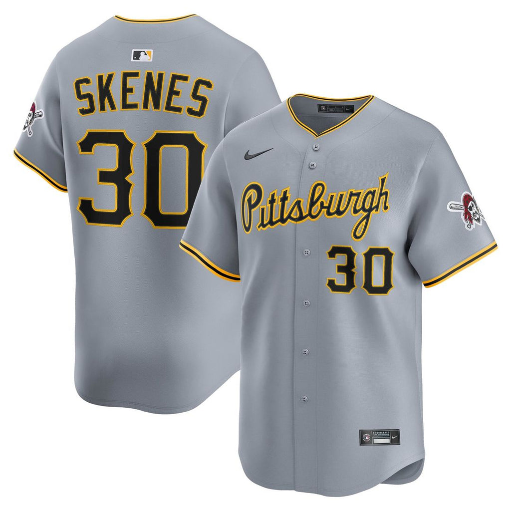 Pittsburgh Pirates Paul Skenes Nike Gray Road Limited Player Jersey product image 4, provided for visual reference and