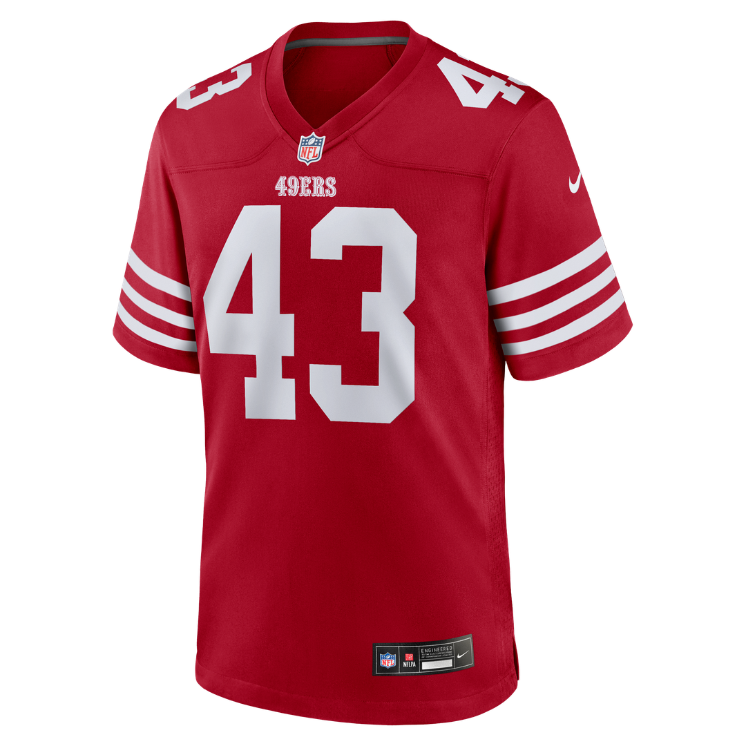 San Francisco 49ers Eric Kendricks Nike Scarlet Team Game Jersey product image 2, provided for visual reference and product