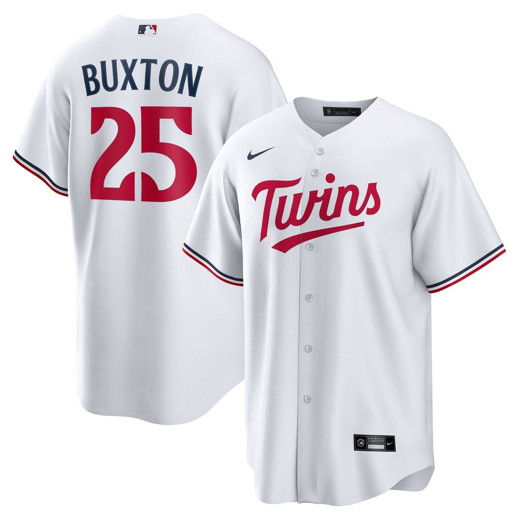 Minnesota Twins Byron Buxton Nike White Home Replica Jersey product image 1, provided for visual reference and product