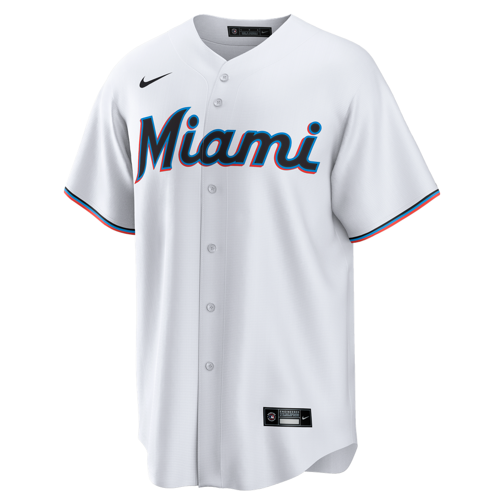 Miami Marlins Griffin Conine Nike White Home Replica Jersey product image 2, provided for visual reference and product