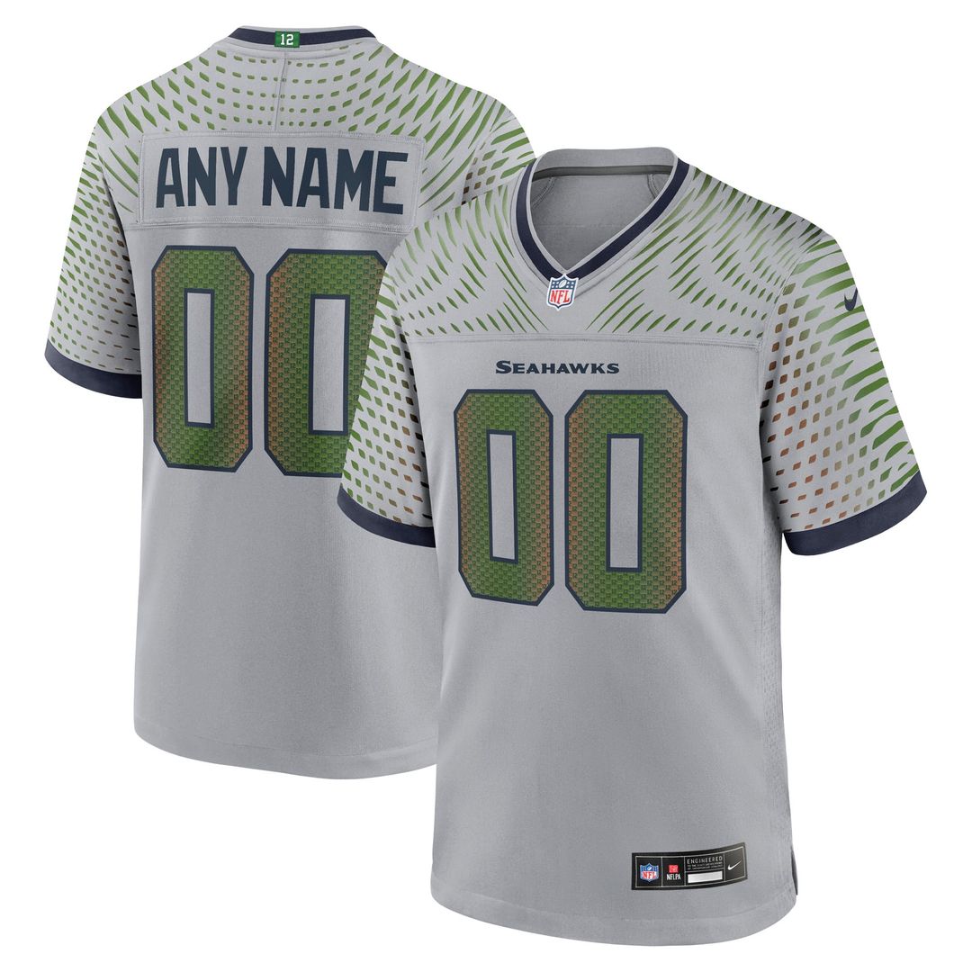 Seattle Seahawks Nike Gray Rivalries Collection Custom Game Jersey product image 1, provided for visual reference and