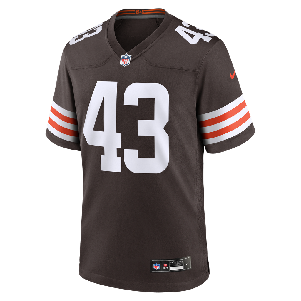 Cleveland Browns Mohamoud Diabate Nike Brown Team Game Jersey product image 2, provided for visual reference and product