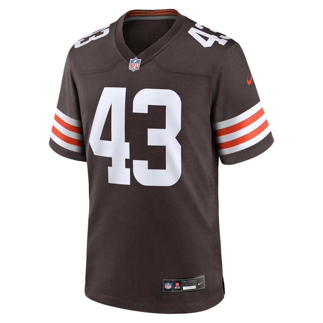 Cleveland Browns Mohamoud Diabate Nike Brown Team Game Jersey product image 2, provided for visual reference and product