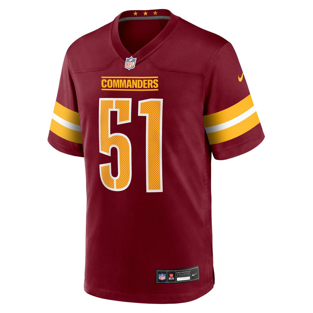 Washington Commanders Ale Kaho Nike Burgundy Team Game Jersey product image 2, provided for visual reference and product