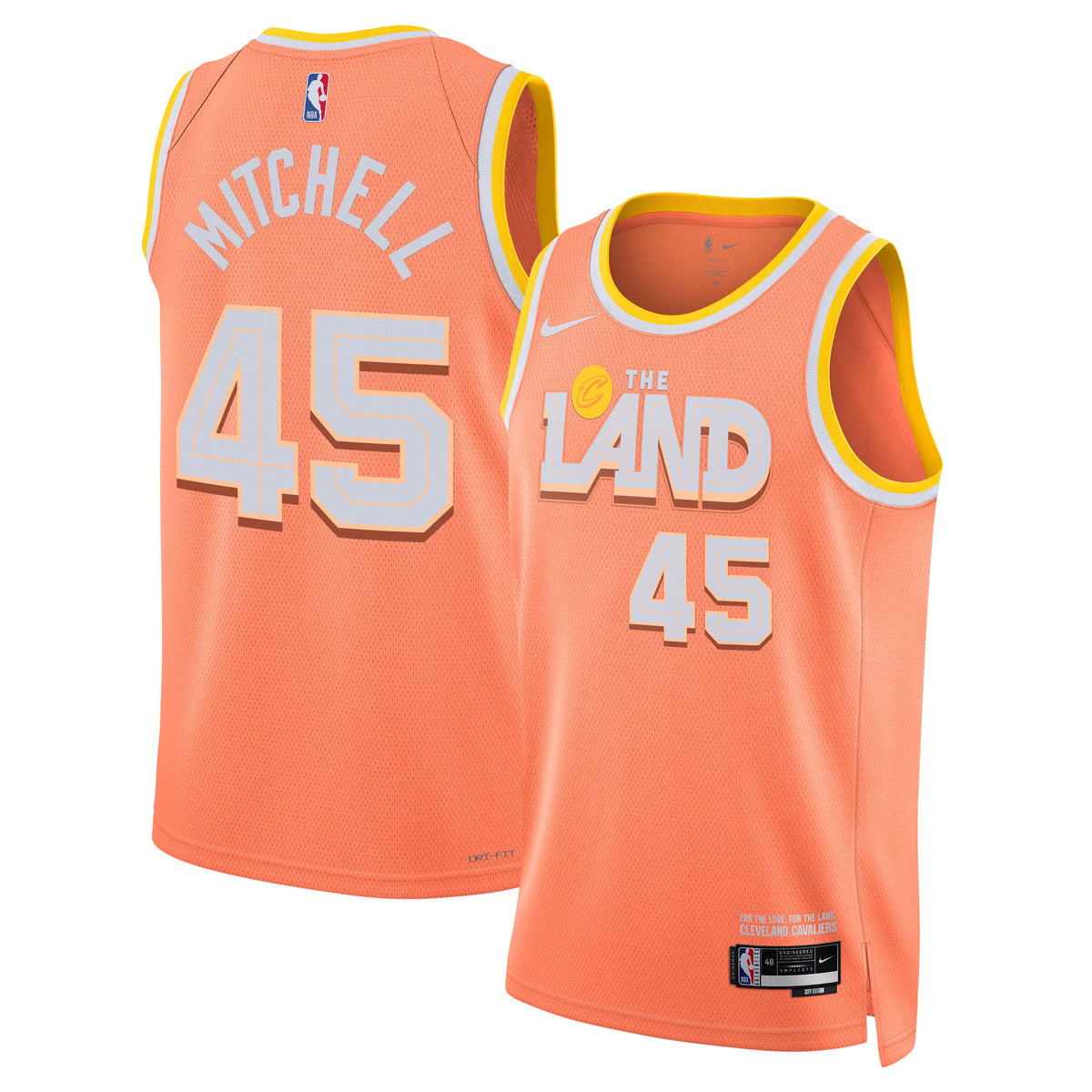 Cleveland Cavaliers Nike 2025/26 City Edition Swingman Jersey - Orange - Donovan Mitchell - Unisex product image 2, provided