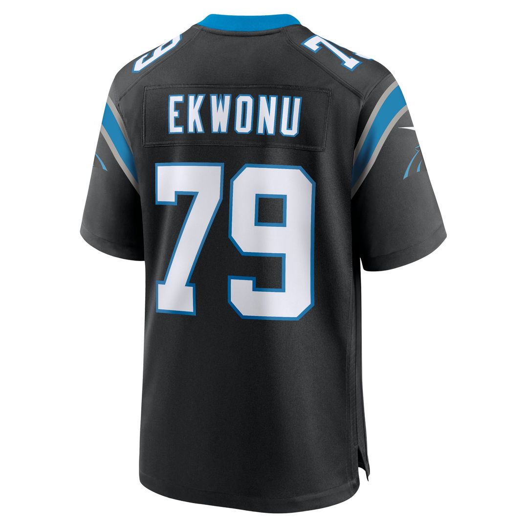 Carolina Panthers Ikem Ekwonu Nike Black Game Jersey product image 3, provided for visual reference and product detail review
