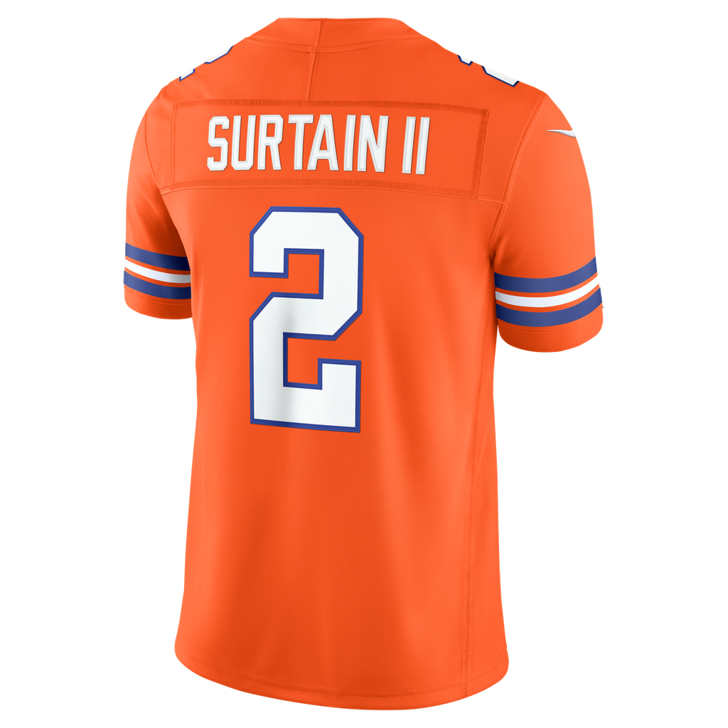 Denver Broncos Pat Surtain II Nike Orange Alternate Mile High Collection 1977 Throwback Vapor F.U.S.E. Stitched Limited