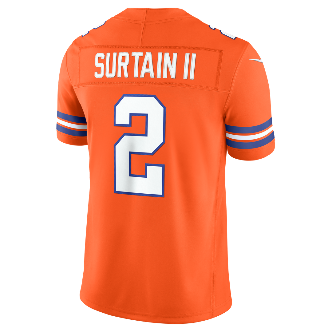Denver Broncos Pat Surtain II Nike Orange Alternate Mile High Collection 1977 Throwback Vapor F.U.S.E. Stitched Limited