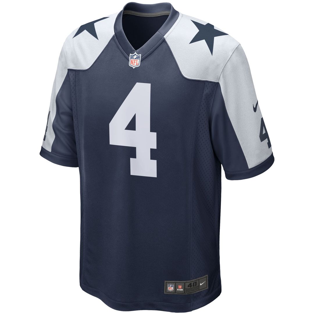 Dallas Cowboys Dak Prescott Nike Navy Alternate Game Team Jersey product image 2, provided for visual reference and product