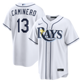 Tampa Bay Rays Junior Caminero Nike White Home Replica Jersey product image 1, provided for visual reference and product