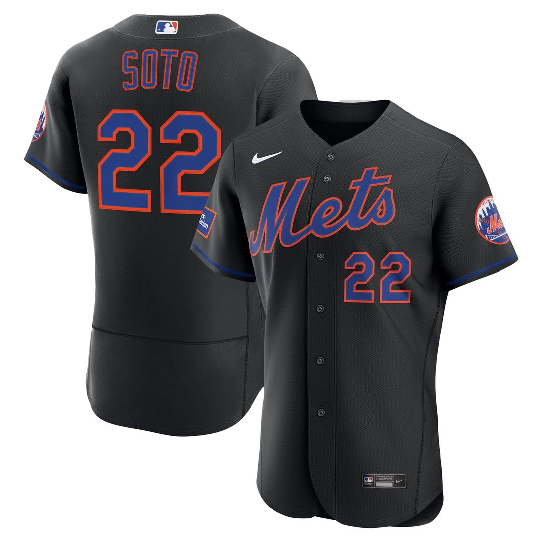 New York Mets Juan Soto Nike Black Alternate Authentic Sponsor Patch Jersey product image 1, provided for visual reference