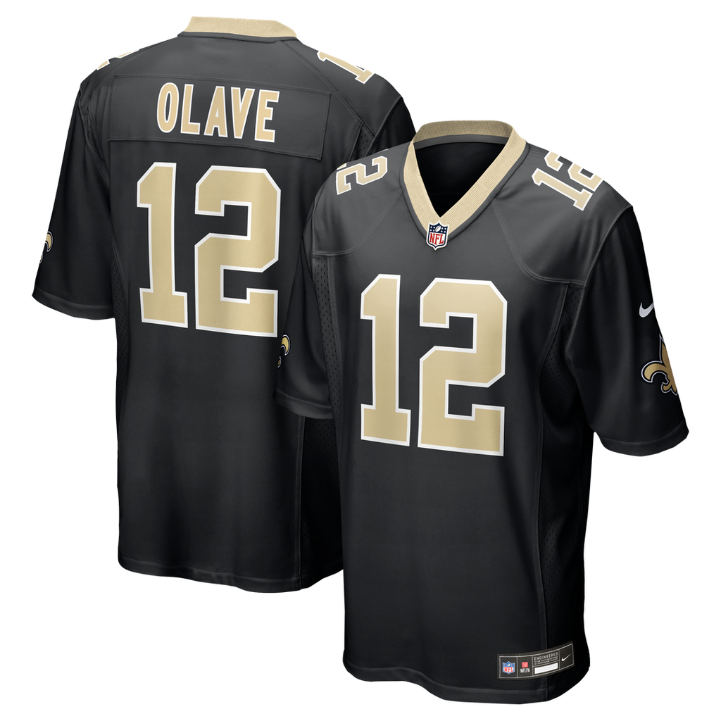 New Orleans Saints Chris Olave Nike Black Player Game Jersey product image 1, provided for visual reference and product