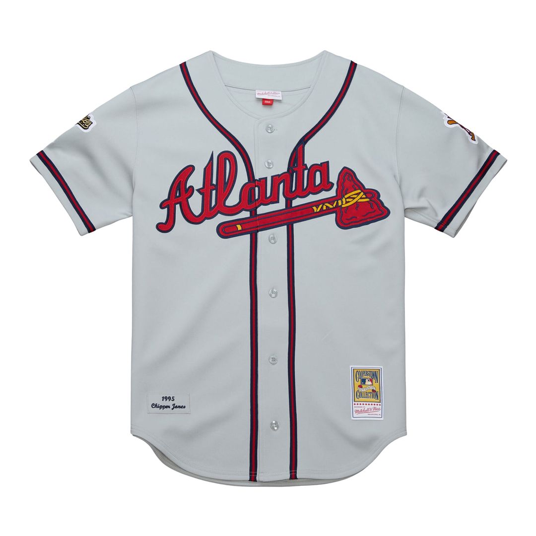 Atlanta Braves Chipper Jones Mitchell & Ness Gray 1995 Throwback Authentic Jersey product image 2, provided for visual