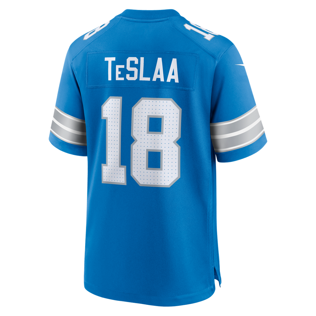 Detroit Lions Isaac TeSlaa Nike Blue Game Player Jersey product image 11, provided for visual reference and product detail