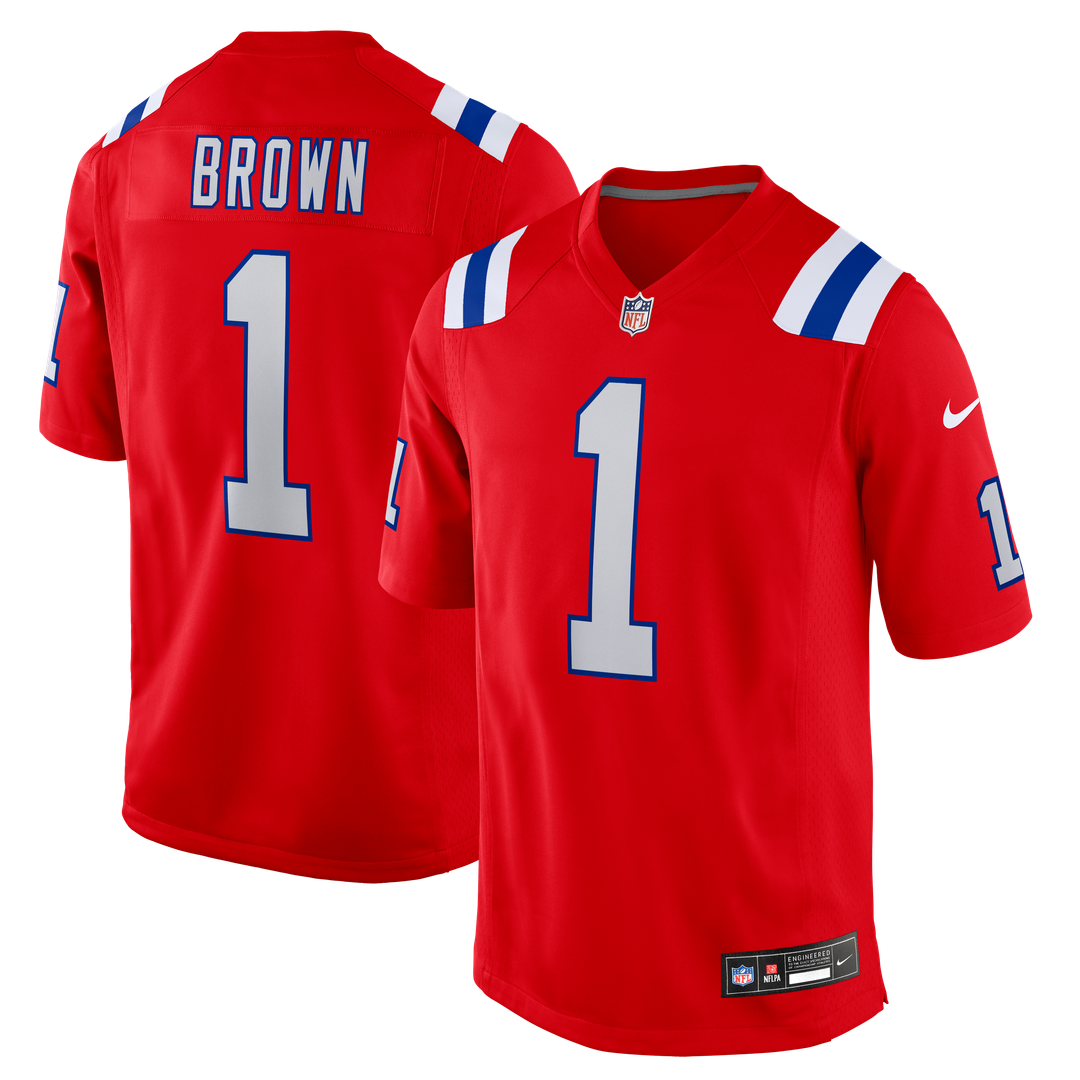 New England Patriots A.J. Brown Nike Red Game Jersey product image 7, provided for visual reference and product detail review