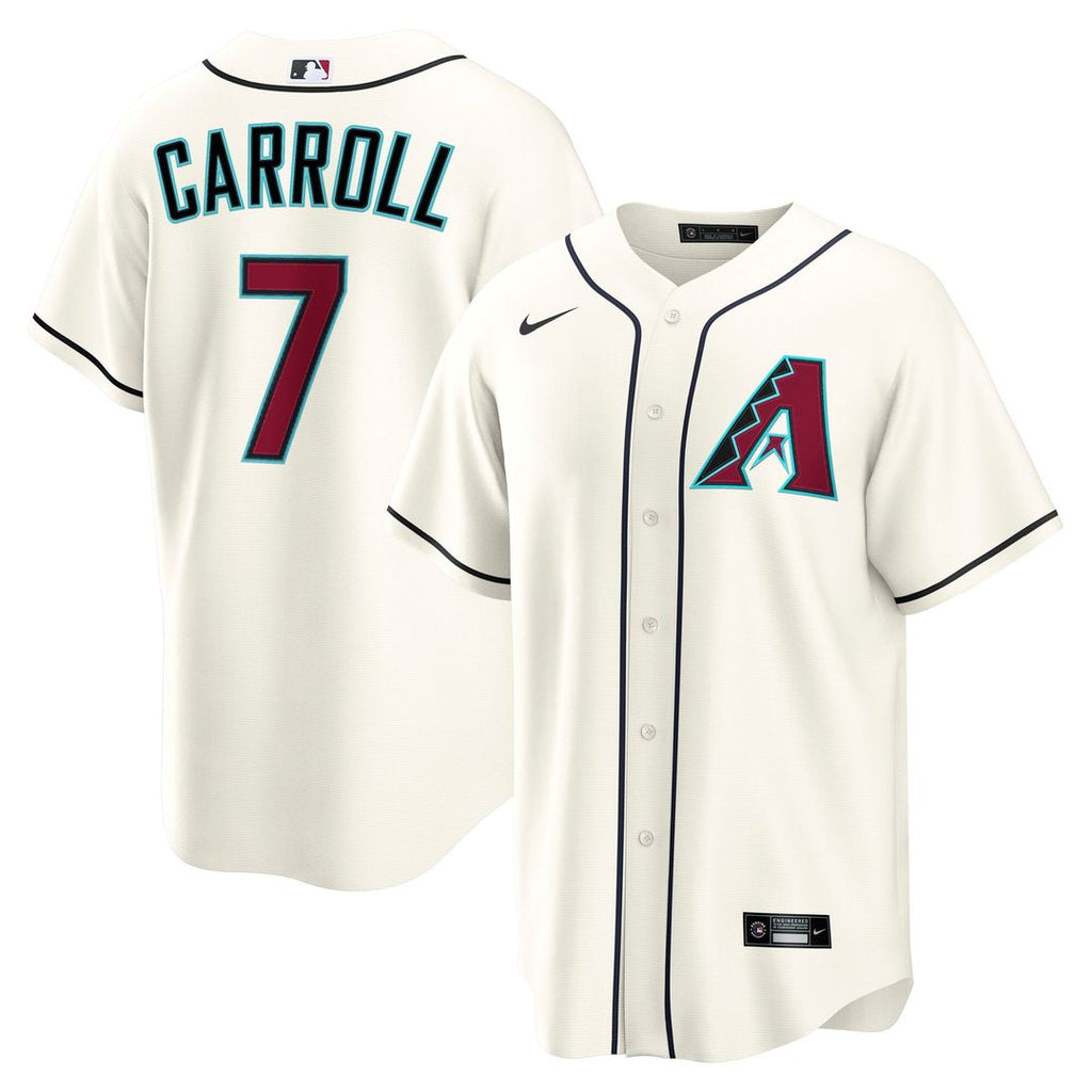 Arizona Diamondbacks Corbin Carroll Nike Cream Home Replica Jersey product image 1, provided for visual reference and