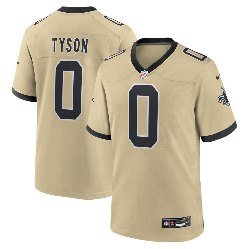 New Orleans Saints Jordyn Tyson Nike Gold Alternate Game Jersey product image 1, provided for visual reference and product
