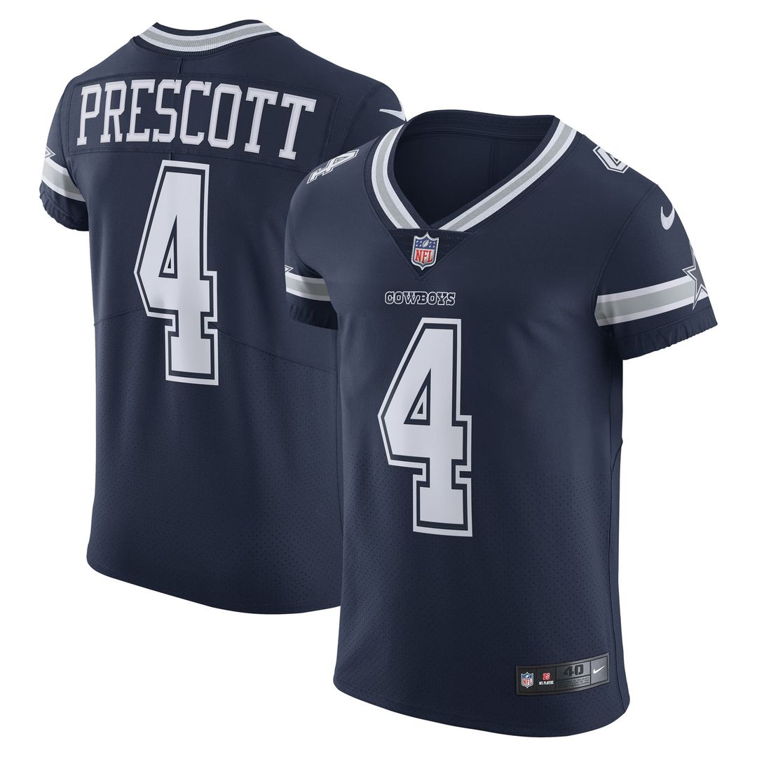 Dallas Cowboys Dak Prescott Nike Navy Vapor Elite Player Team Jersey product image 1, provided for visual reference and
