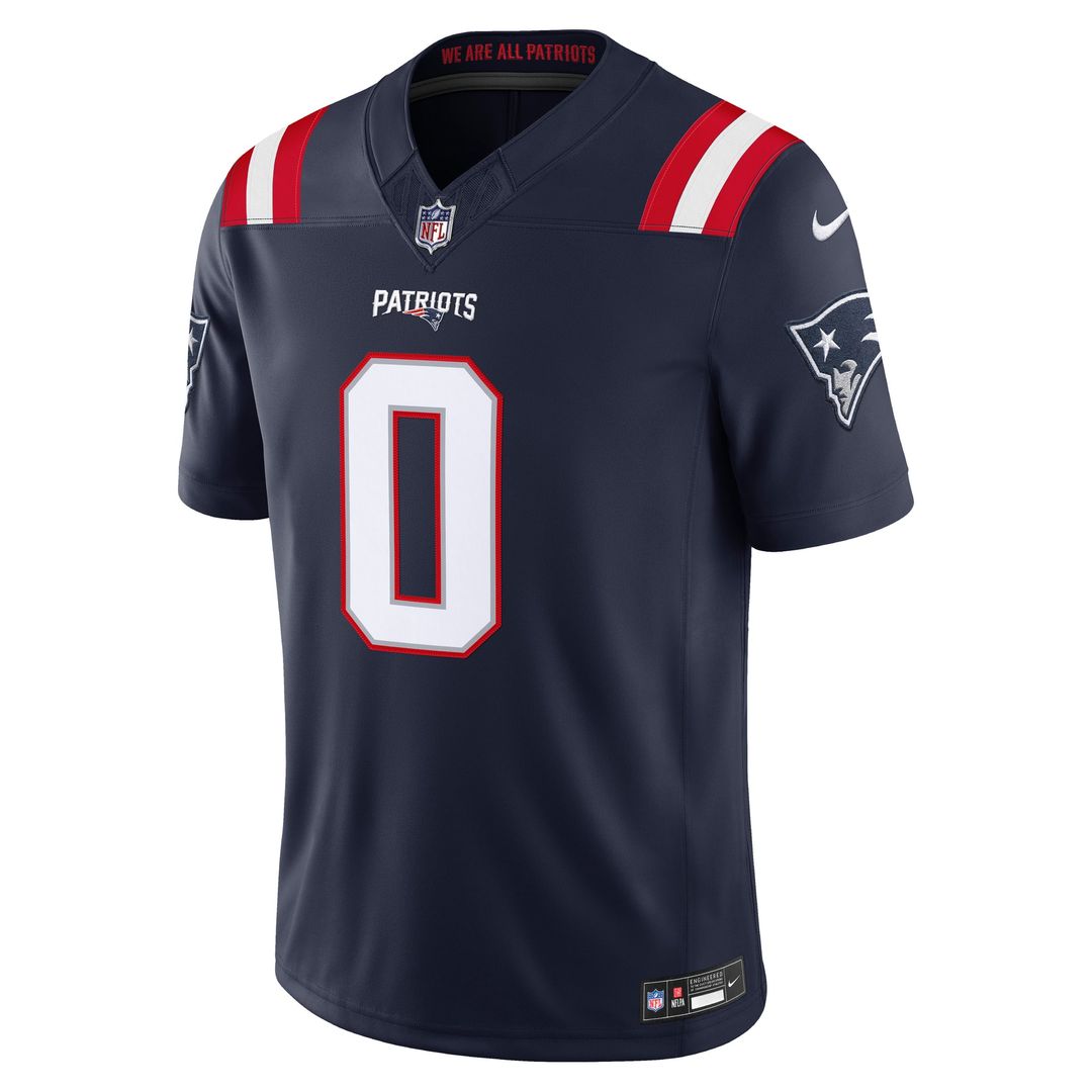 New England Patriots Christian Gonzalez Nike Navy Team Vapor F.U.S.E. Stitched Limited Jersey product image 2, provided for