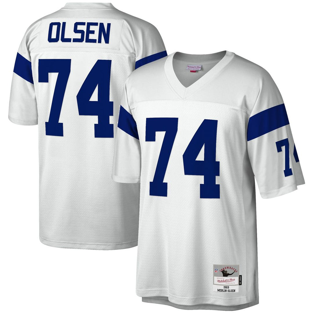 Los Angeles Rams Merlin Olsen Mitchell & Ness White Legacy Replica Jersey product image 1, provided for visual reference and
