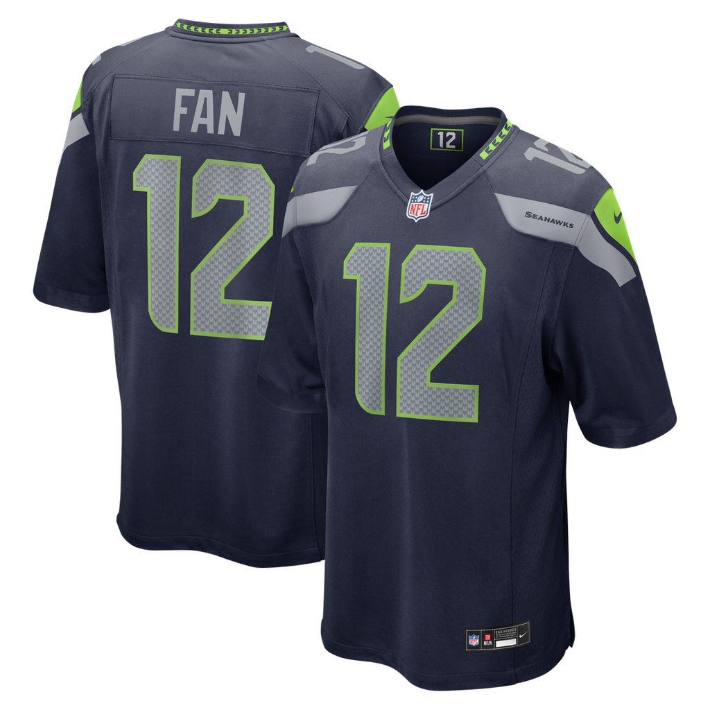 Seattle Seahawks 12s Nike College Navy Team Game Jersey product image 1, provided for visual reference and product detail