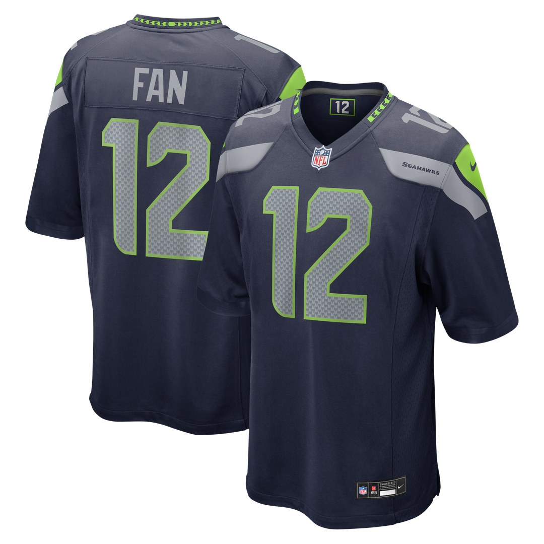 Seattle Seahawks 12s Nike College Navy Team Game Jersey product image 1, provided for visual reference and product detail