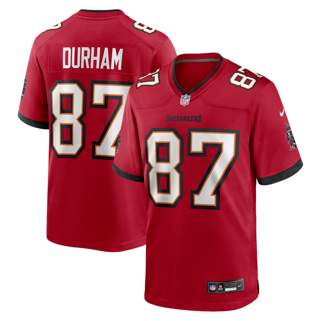 Tampa Bay Buccaneers Payne Durham Nike Red Game Jersey product image 1, provided for visual reference and product detail