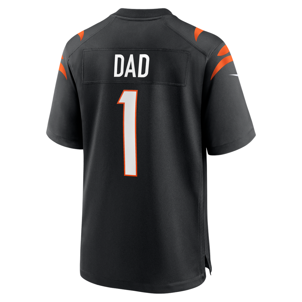 Cincinnati Bengals Number 1 Dad Nike Black Game Jersey product image 3, provided for visual reference and product detail