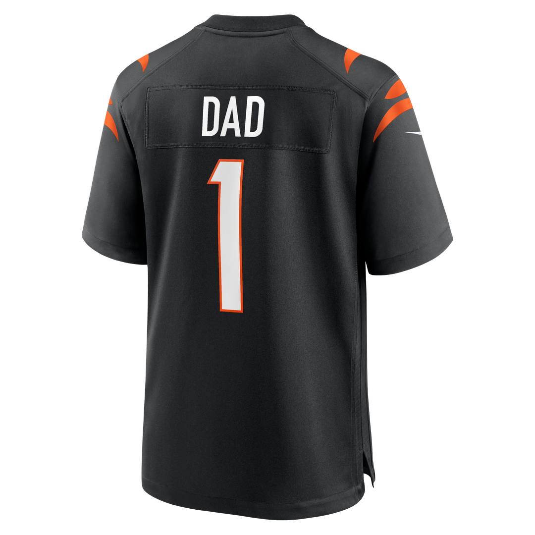 Cincinnati Bengals Number 1 Dad Nike Black Game Jersey product image 3, provided for visual reference and product detail