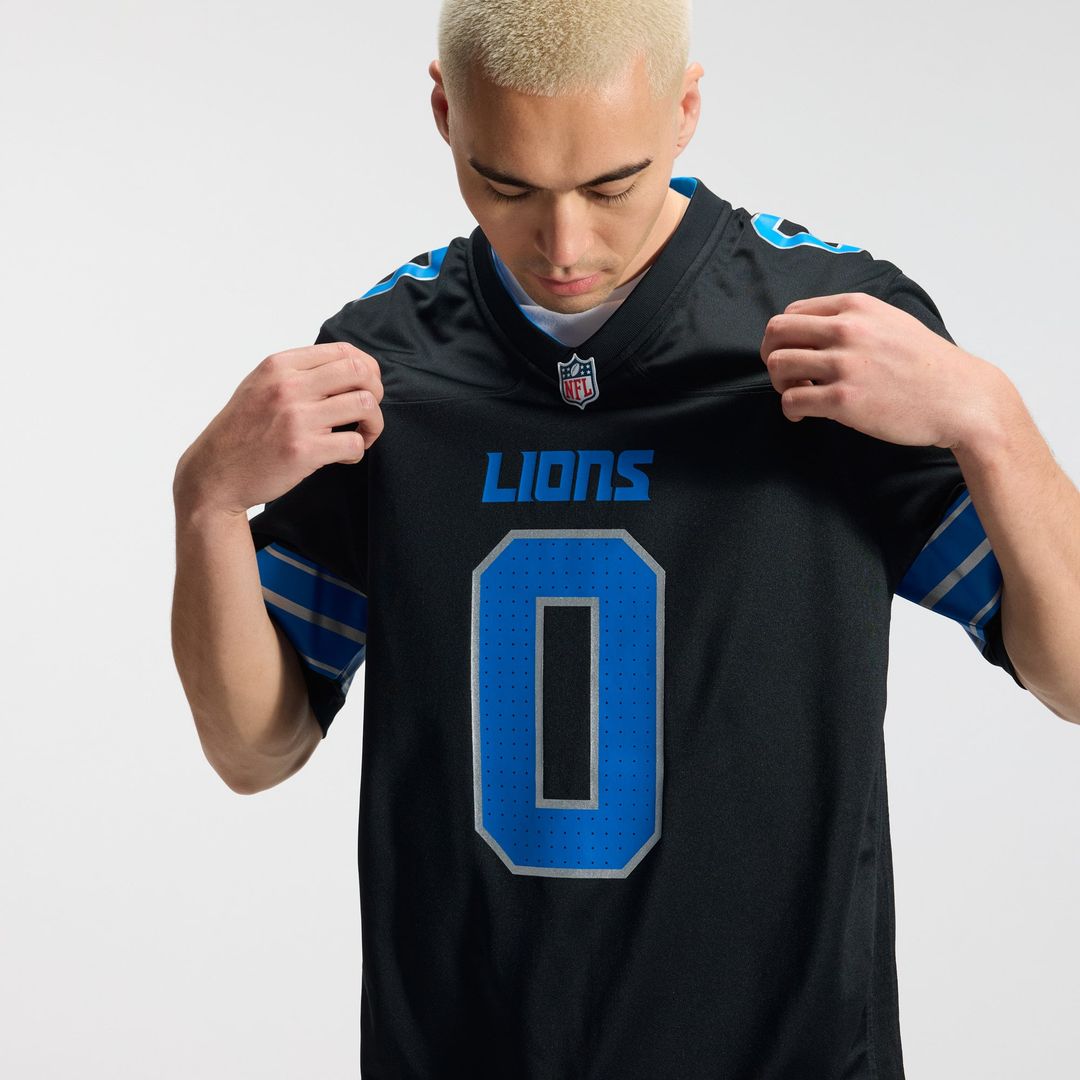 Detroit Lions Jahmyr Gibbs Nike Black 2nd Alternate Game Player Jersey product image 23, provided for visual reference and
