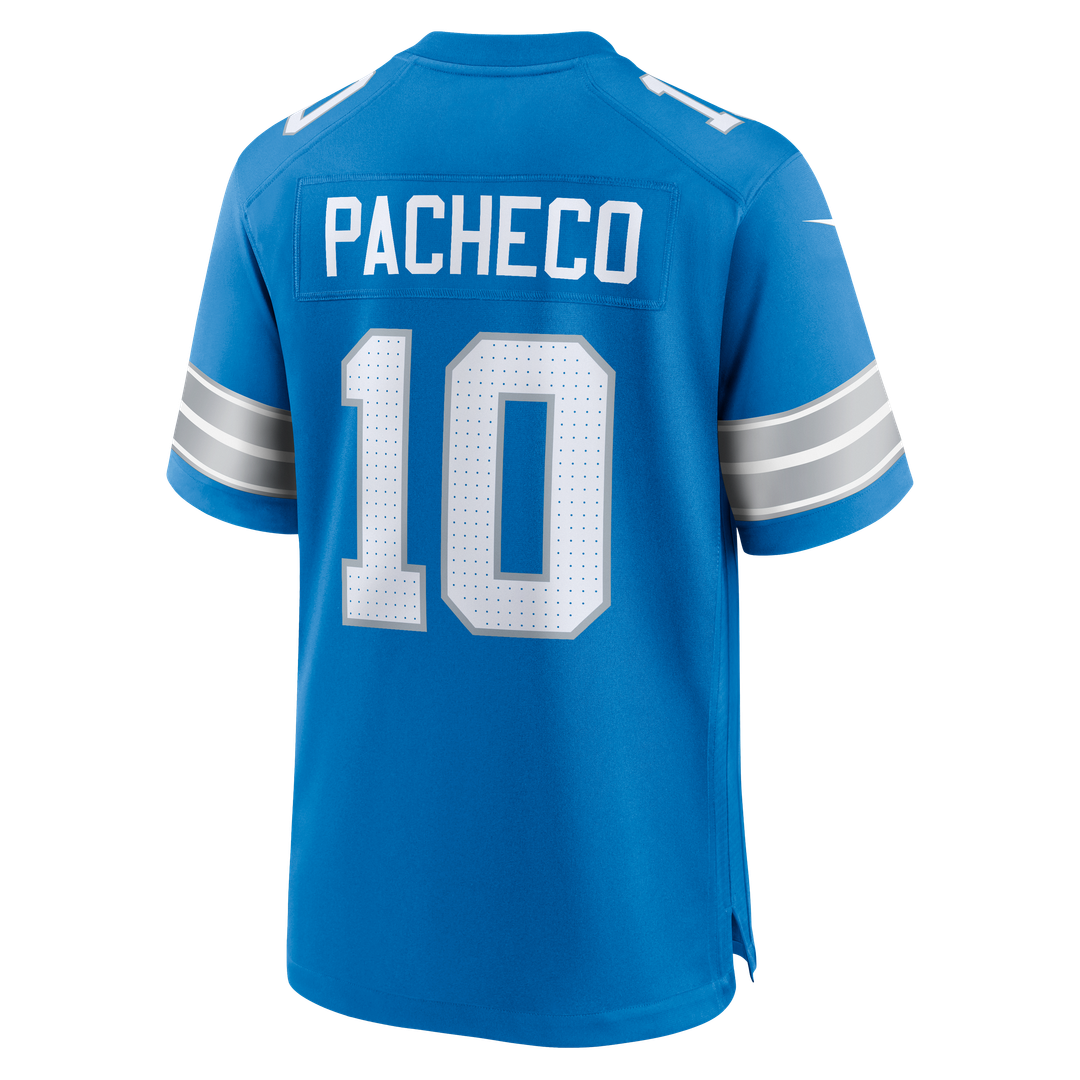 Detroit Lions Isiah Pacheco Nike Blue Team Game Jersey product image 3, provided for visual reference and product detail
