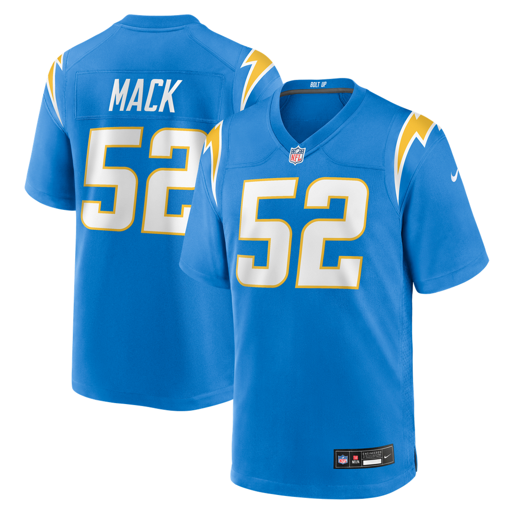 Los Angeles Chargers Khalil Mack Nike Powder Blue Game Jersey product image 1, provided for visual reference and product