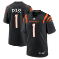 Cincinnati Bengals Ja'Marr Chase Nike Black Game Jersey product image 1, provided for visual reference and product detail