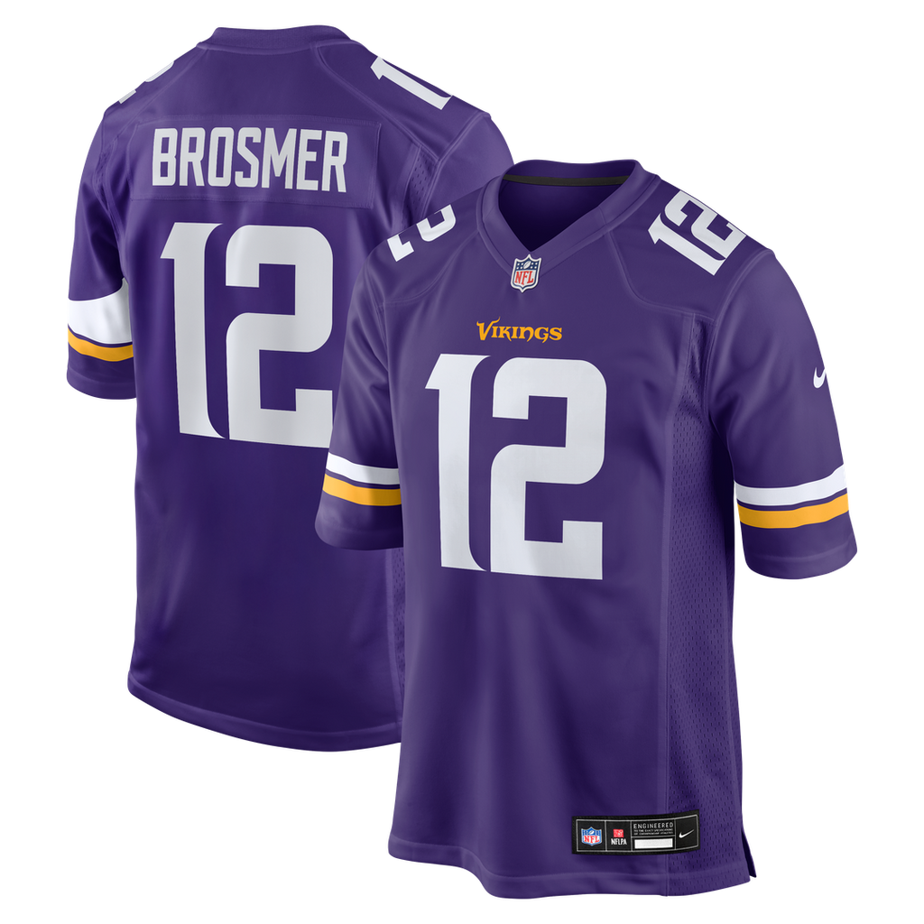Minnesota Vikings Max Brosmer Nike Purple Team Game Jersey product image 1, provided for visual reference and product detail