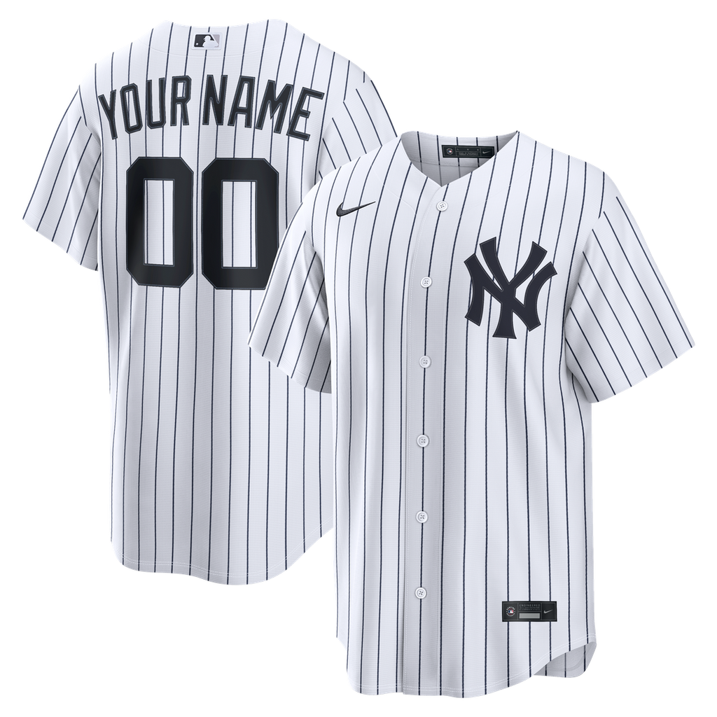 New York Yankees Nike White Home Replica Custom Jersey product image 1, provided for visual reference and product detail