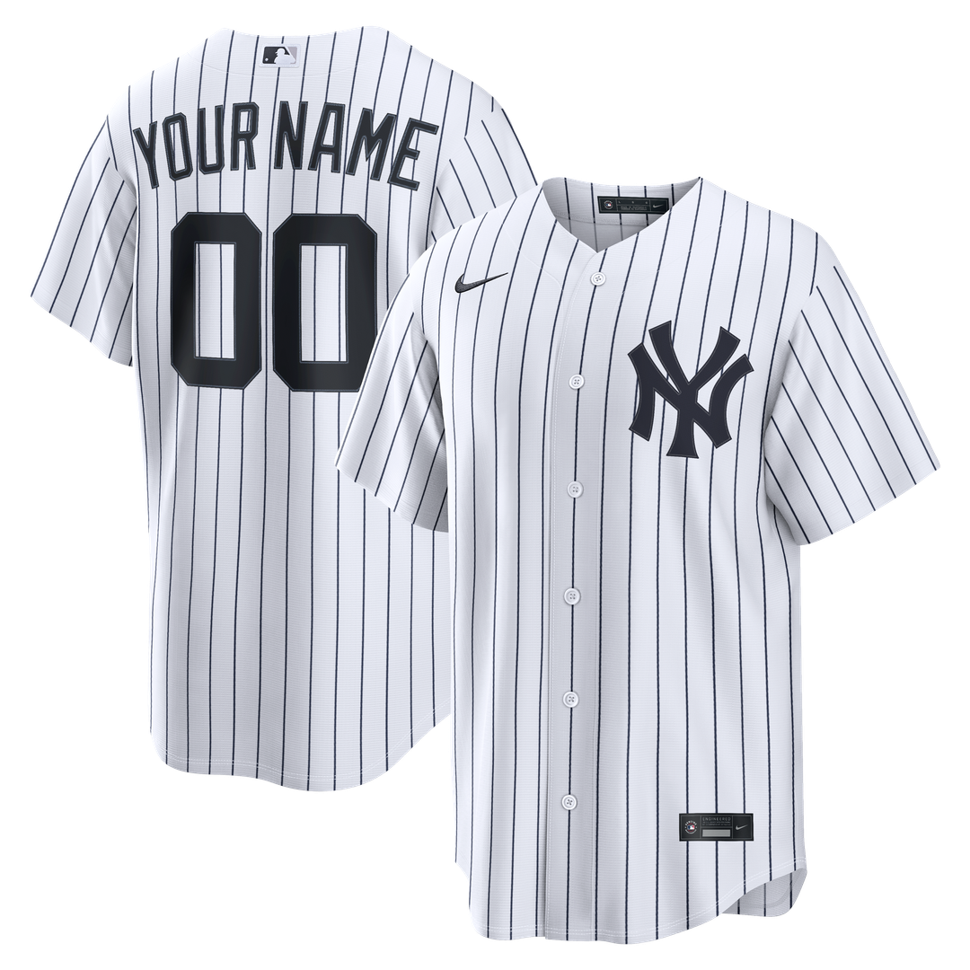 New York Yankees Nike White Home Replica Custom Jersey product image 1, provided for visual reference and product detail