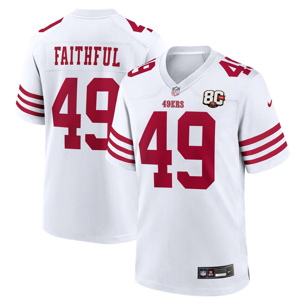 San Francisco 49ers The Faithful Nike White 80th Anniversary Game Jersey product image 4, provided for visual reference and