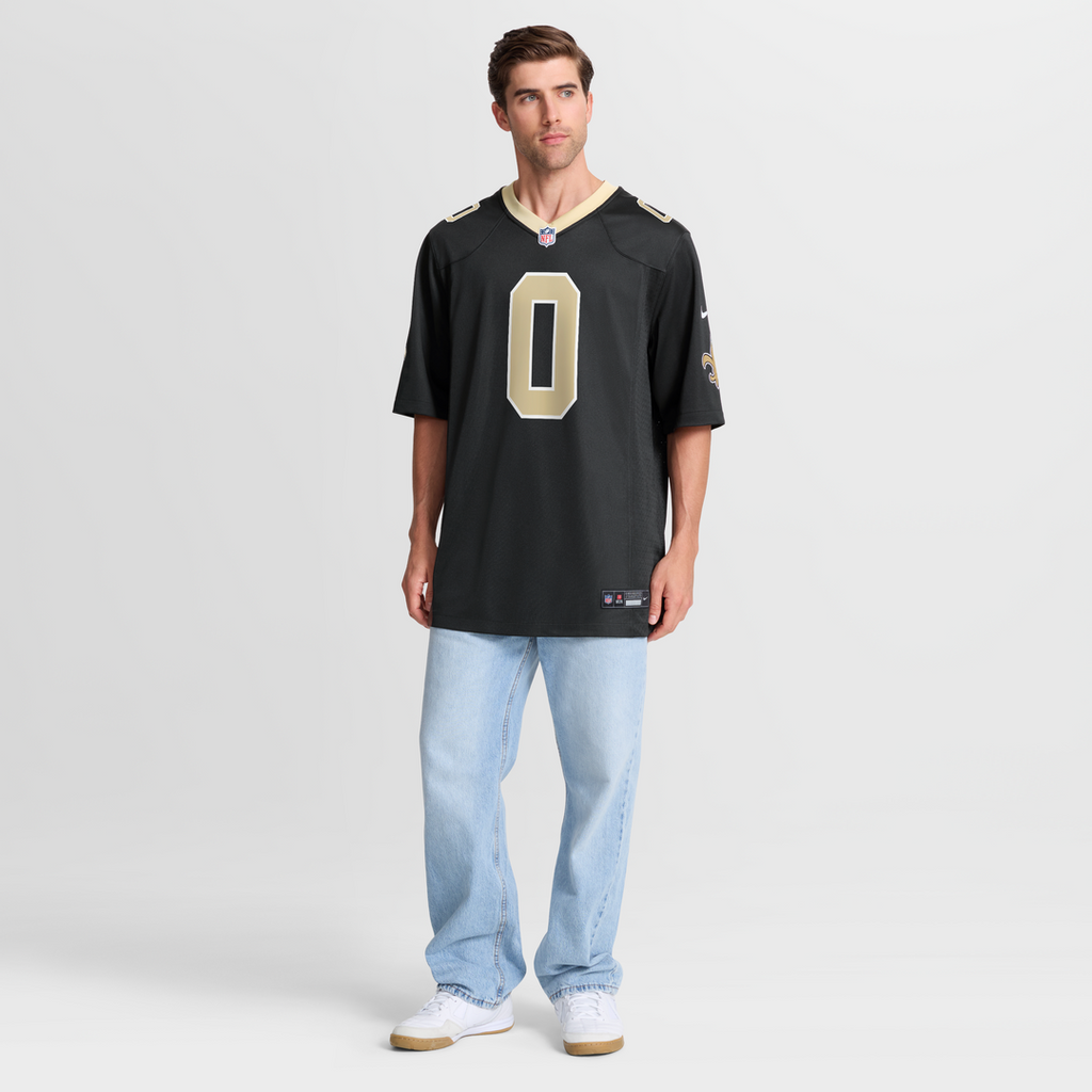 New Orleans Saints Jordyn Tyson Nike Black Team Game Jersey product image 2, provided for visual reference and product
