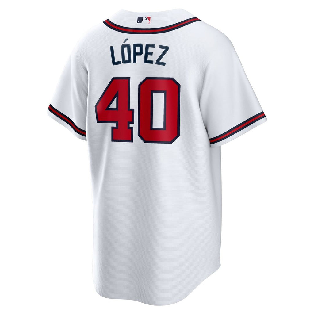 Atlanta Braves Reynaldo Lopez Nike White Home Replica Jersey product image 3, provided for visual reference and product