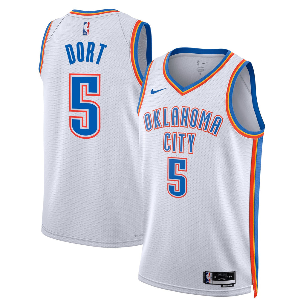 Oklahoma City Thunder Nike Association Edition Swingman Jersey - White - Luguentz Dort - Unisex product image 1, provided