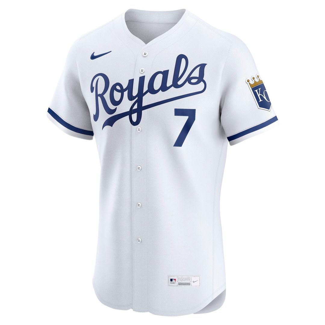 Kansas City Royals Bobby Witt Jr. Nike White Home Elite Player Jersey product image 2, provided for visual reference and