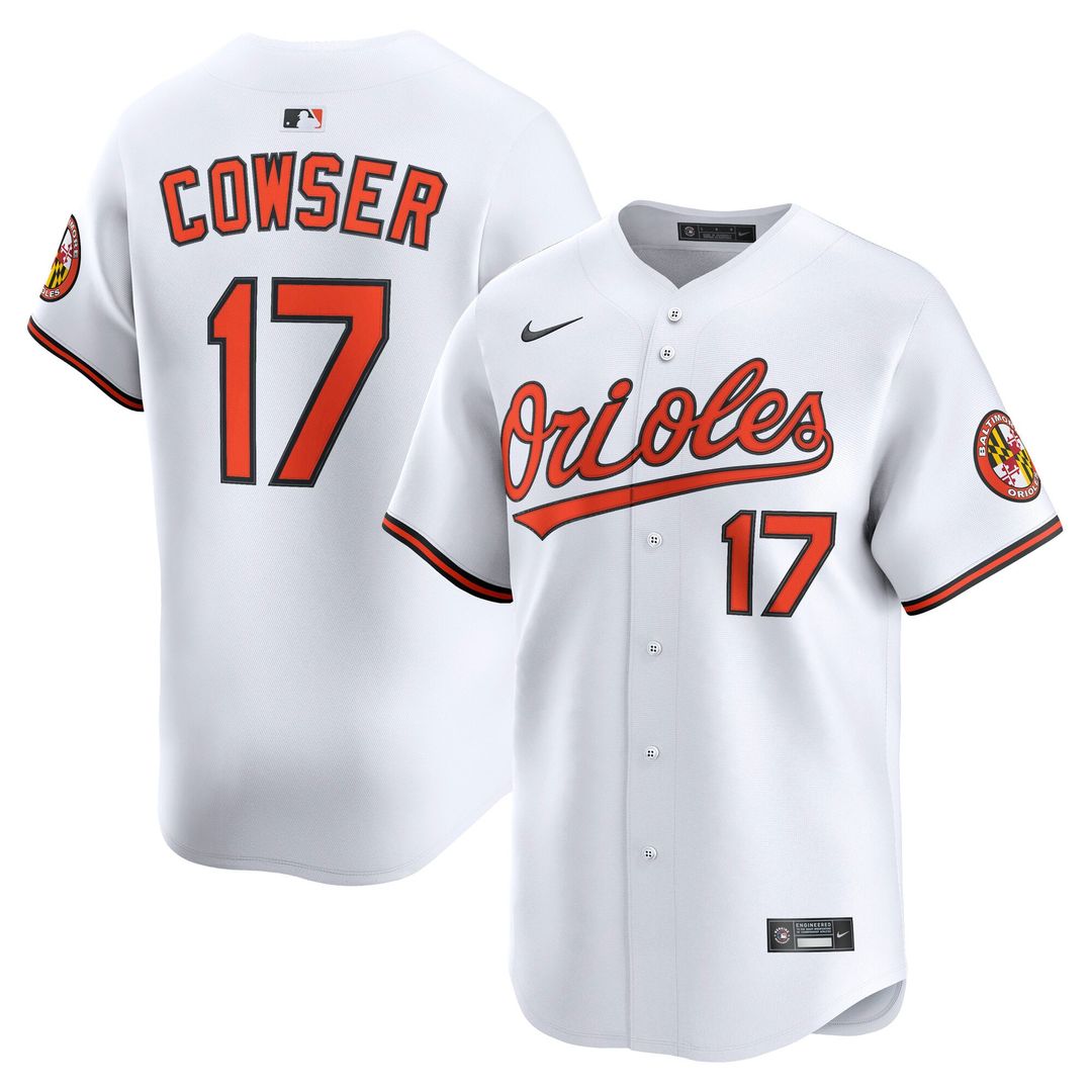 Baltimore Orioles Colton Cowser Nike White Home Limited Player Jersey product image 1, provided for visual reference and