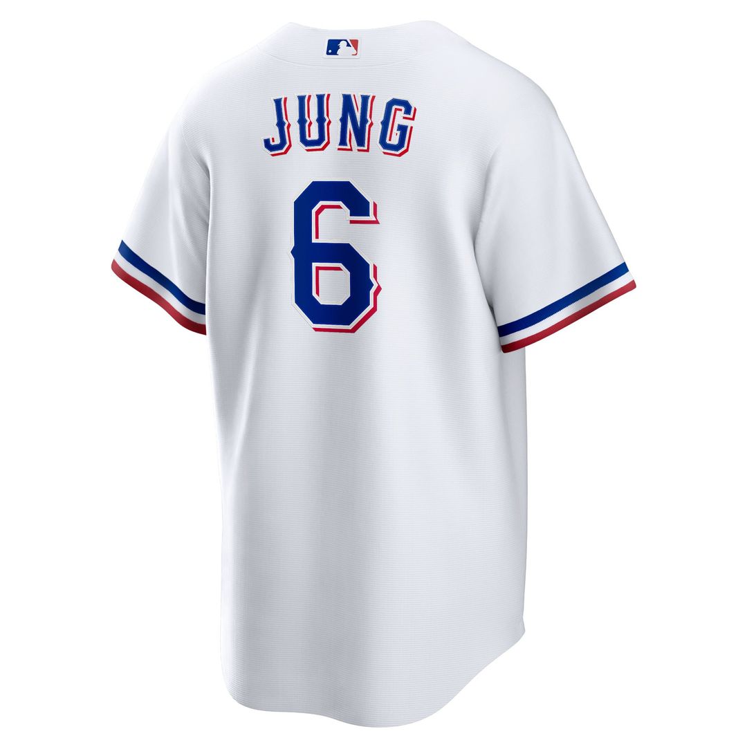 Texas Rangers Josh Jung Nike White Replica Player Jersey product image 3, provided for visual reference and product detail