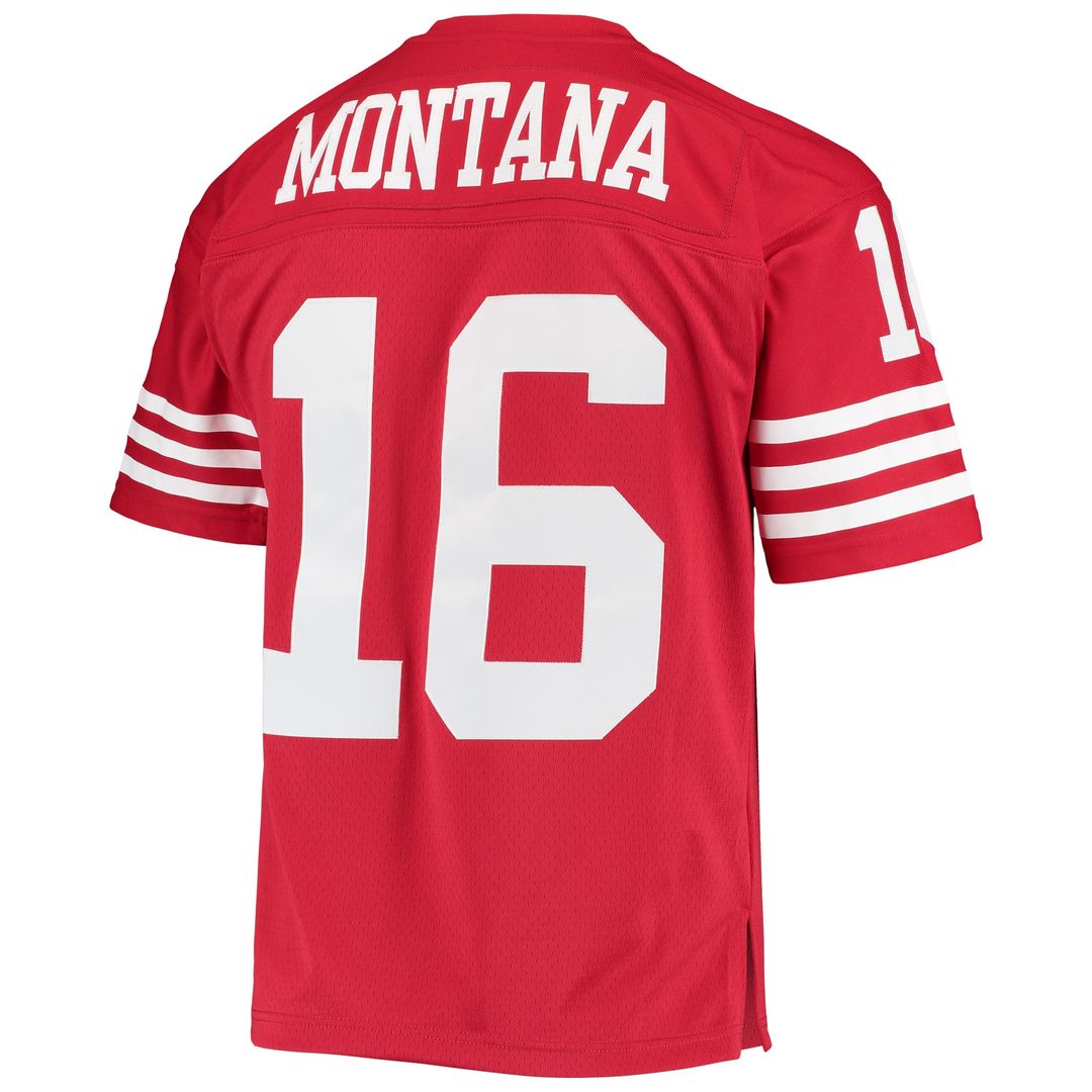 San Francisco 49ers Joe Montana Mitchell & Ness Scarlet Legacy Replica Jersey product image 3, provided for visual reference