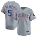 Texas Rangers Corey Seager Nike Gray Road Limited Jersey product image 1, provided for visual reference and product detail